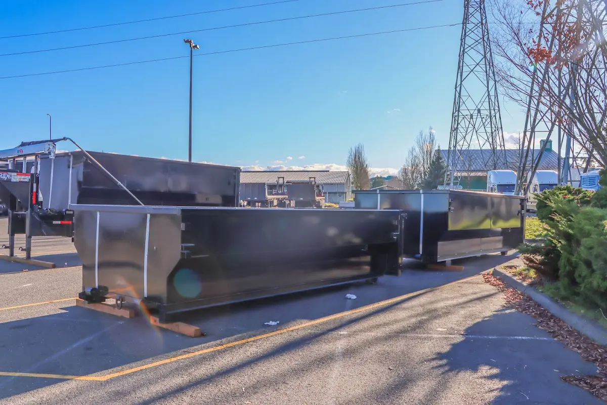 Roll-off dumpster ready for waste disposal at job site for Roll Off Dumpster Rental in Carlinville